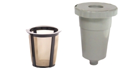K cup, one cup coffee brewer filter with housing.